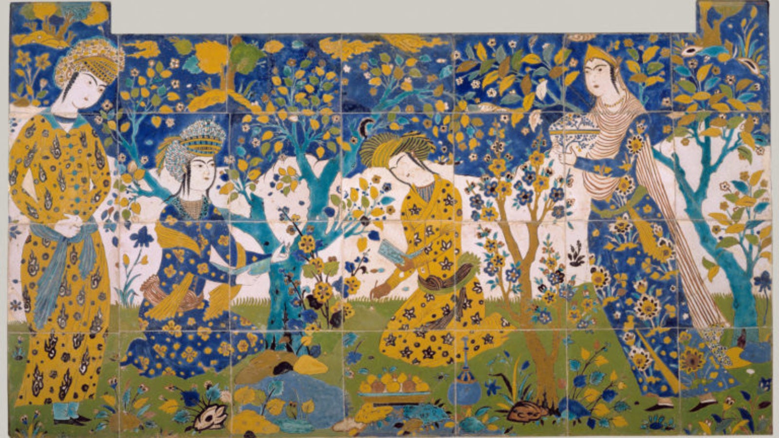 Mural of reciting poetry in garden