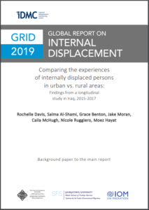 The cover a Global Report on Internal Displacement that says Comapring the experiences of internally displaced persons in urban vs rural areas