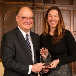 Kelli Harris and GU President John DeGioia