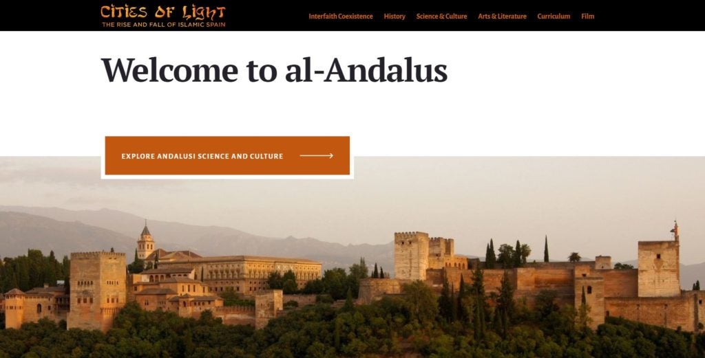cover image of Islamic Spain website that features a panoramic view of a town in Spain