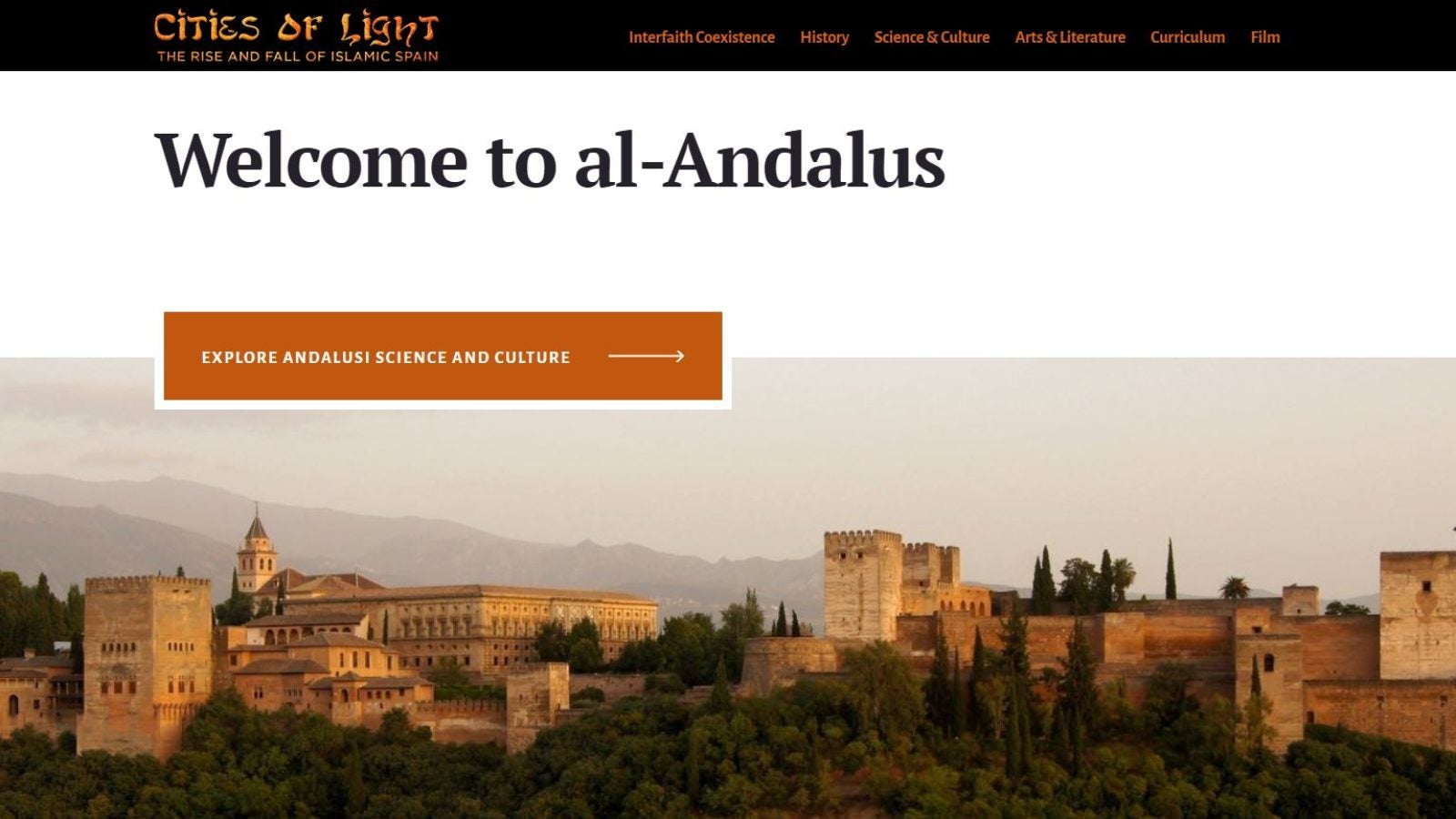 scene from Andalusian spain and cover image of the Islamic Spain website