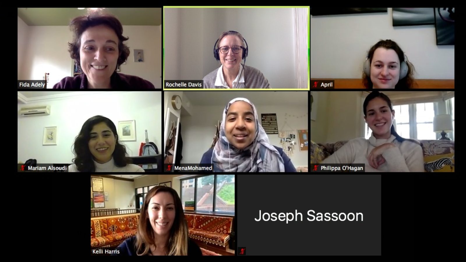 a screenshot of students and faculty at the virtual colloquium