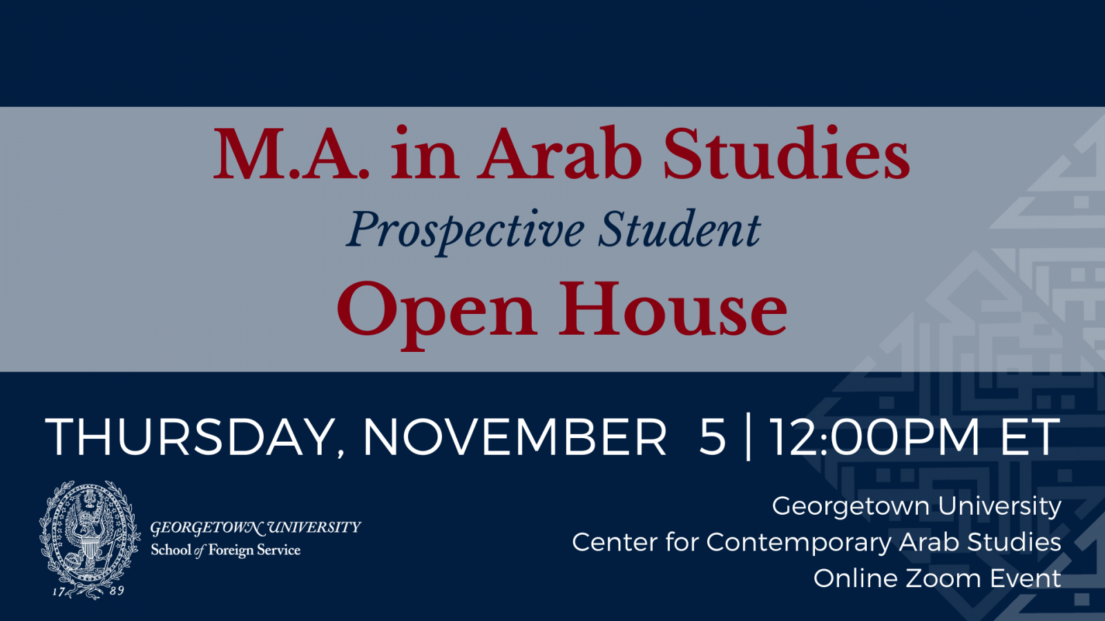 Banner for the MAAS Open House, Thursday, Nov. 5 at noon EST via Zoom