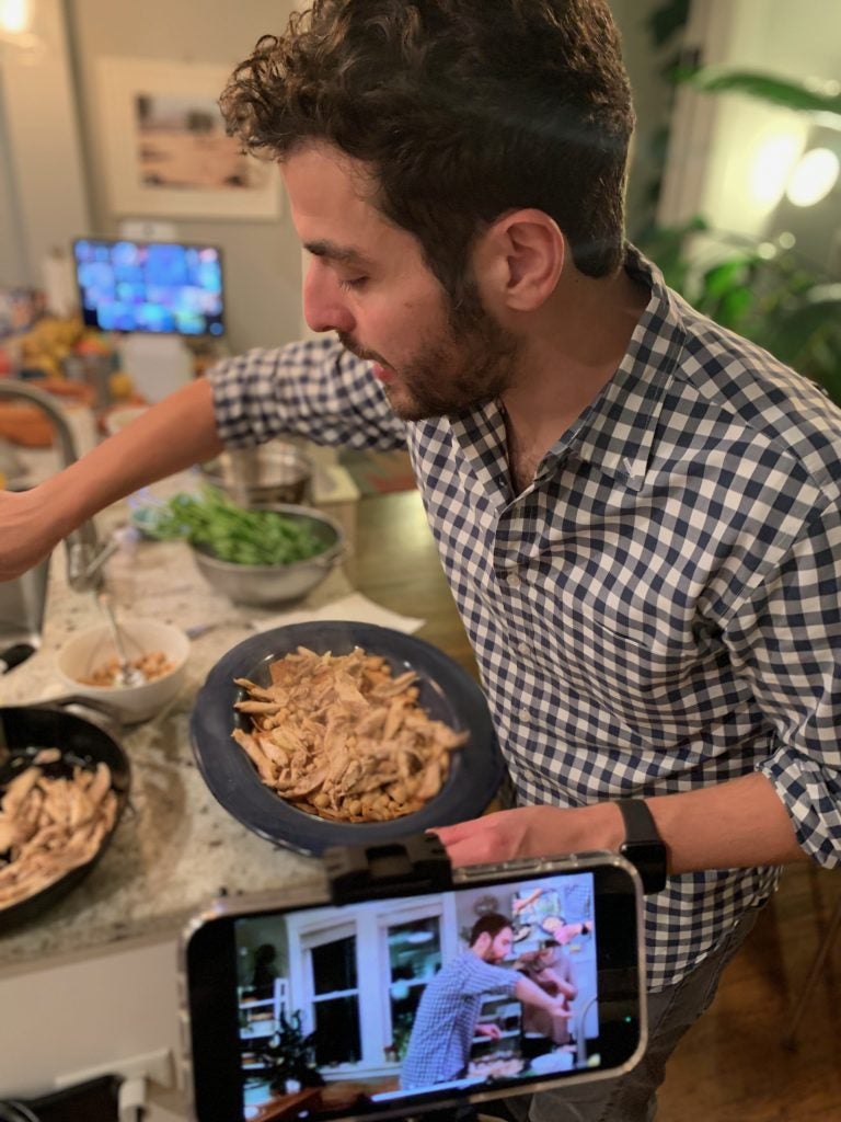 Antonio Tahan leads a Zoom cooking class