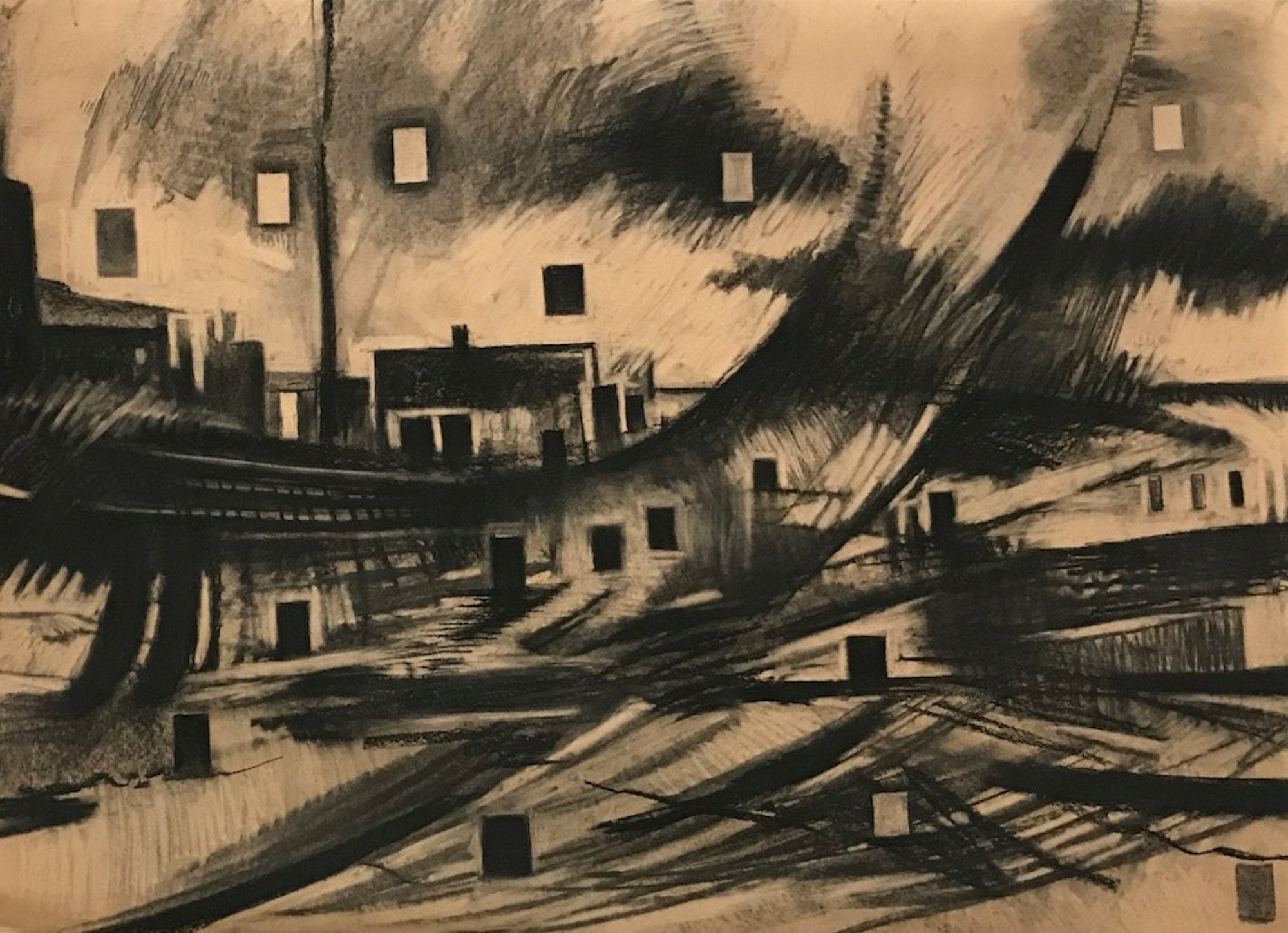 Abstract charcoal drawing by Reem Bassous