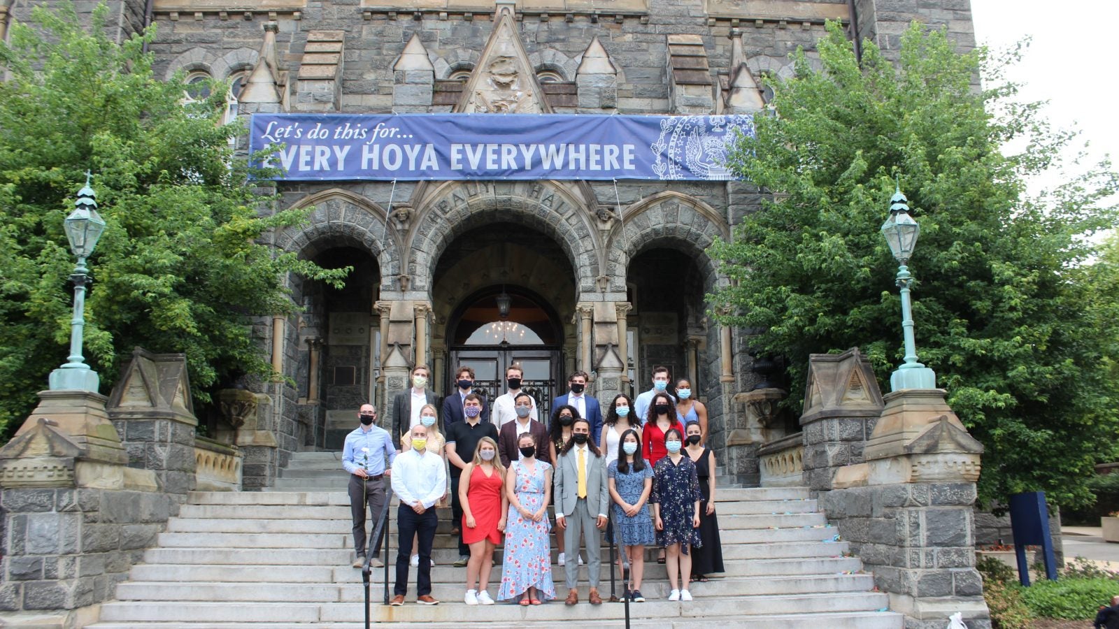 MAAS students gather on steps of Healy Hall