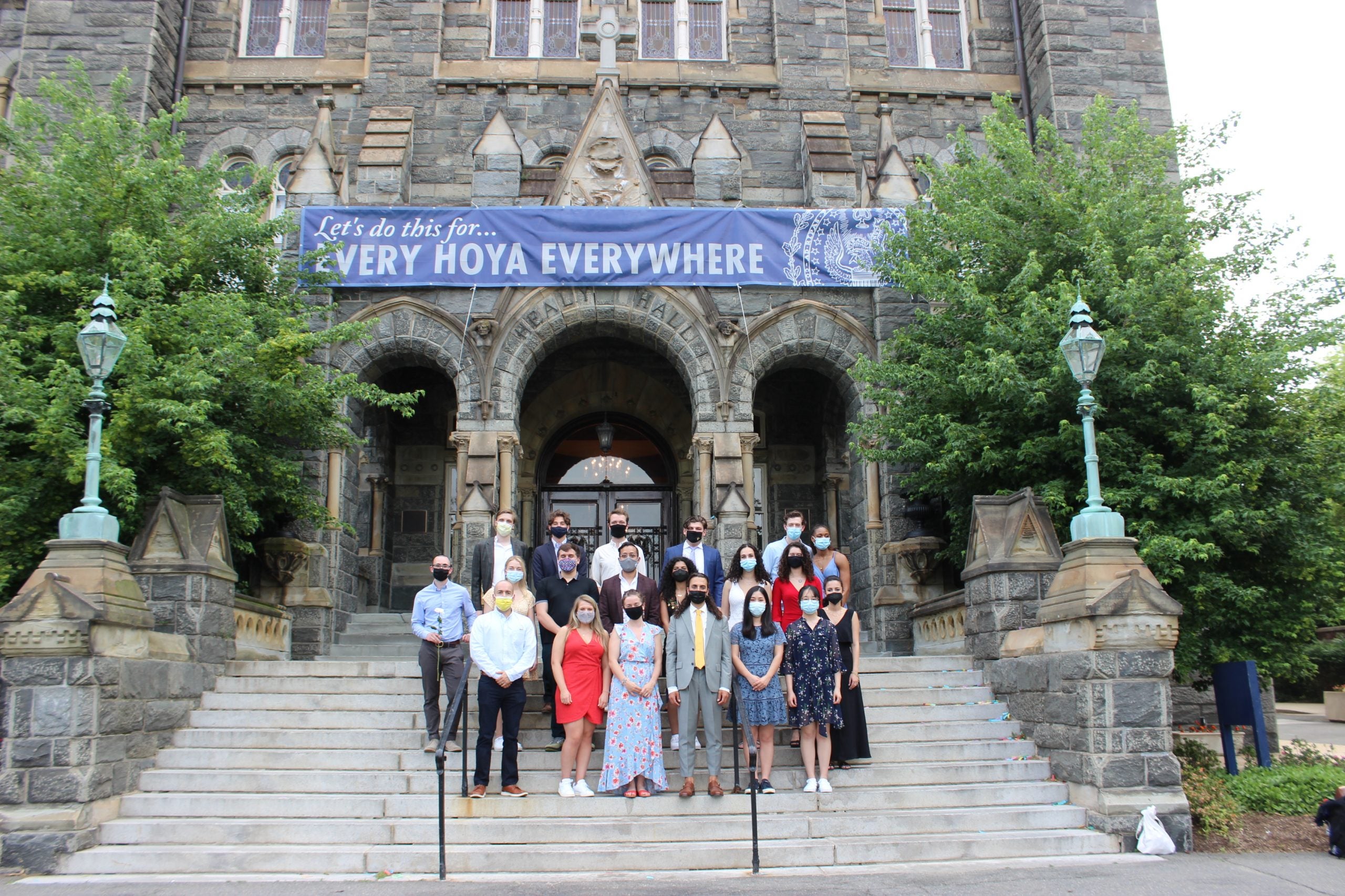 MAAS students gather on steps of Healy Hall