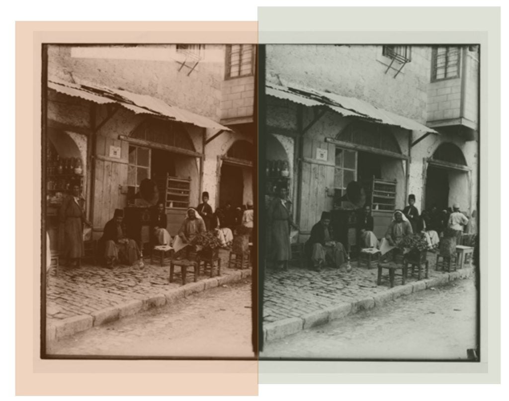 Steroegraph image of a cafe in Jaffa 