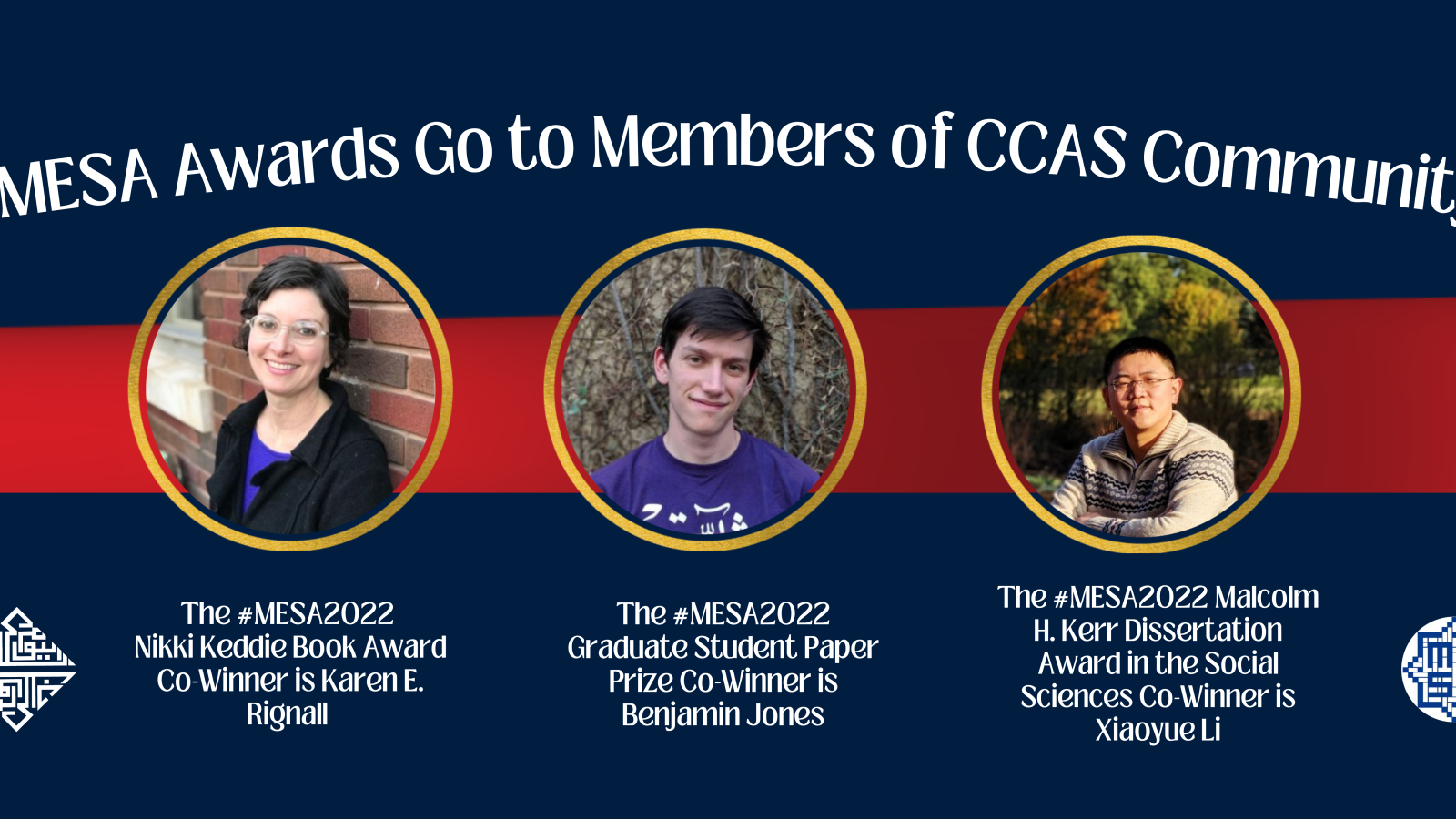 Banner announcement with names of winners and their photos