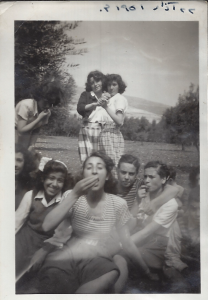 old picture of the students from the Najwa enjoying a picnic with friends