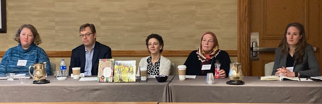 Photo of educators Kristin Tassin, Nora Lester Murad, Virginia Cady, Matthew MacLean and Susan Douglass who will speak on this panel