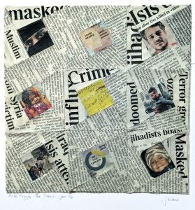 newspaper and stitch collage