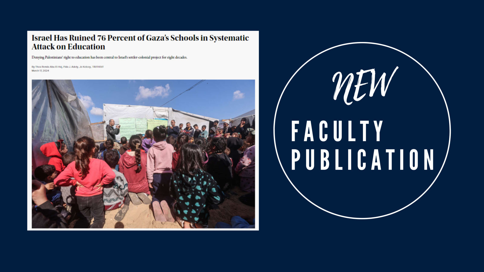 Faculty Publication banner with screenshot of article