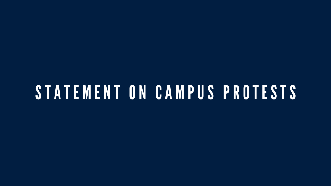 Banner that says: Statement on Campus Protests