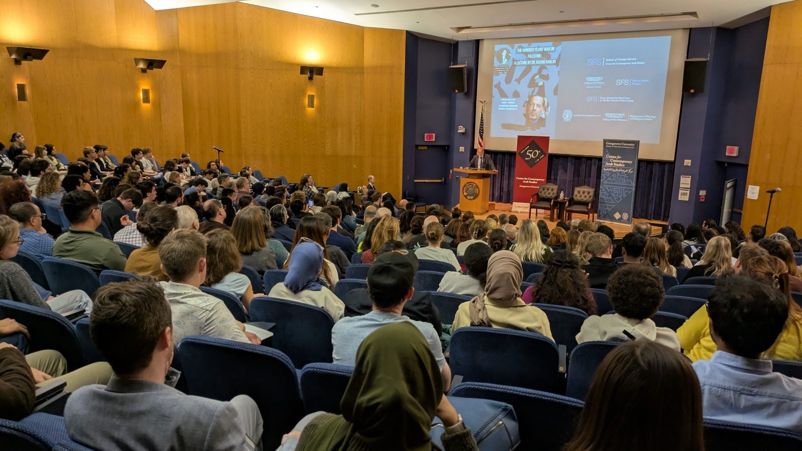 Rashid Khalidi delivering lecture