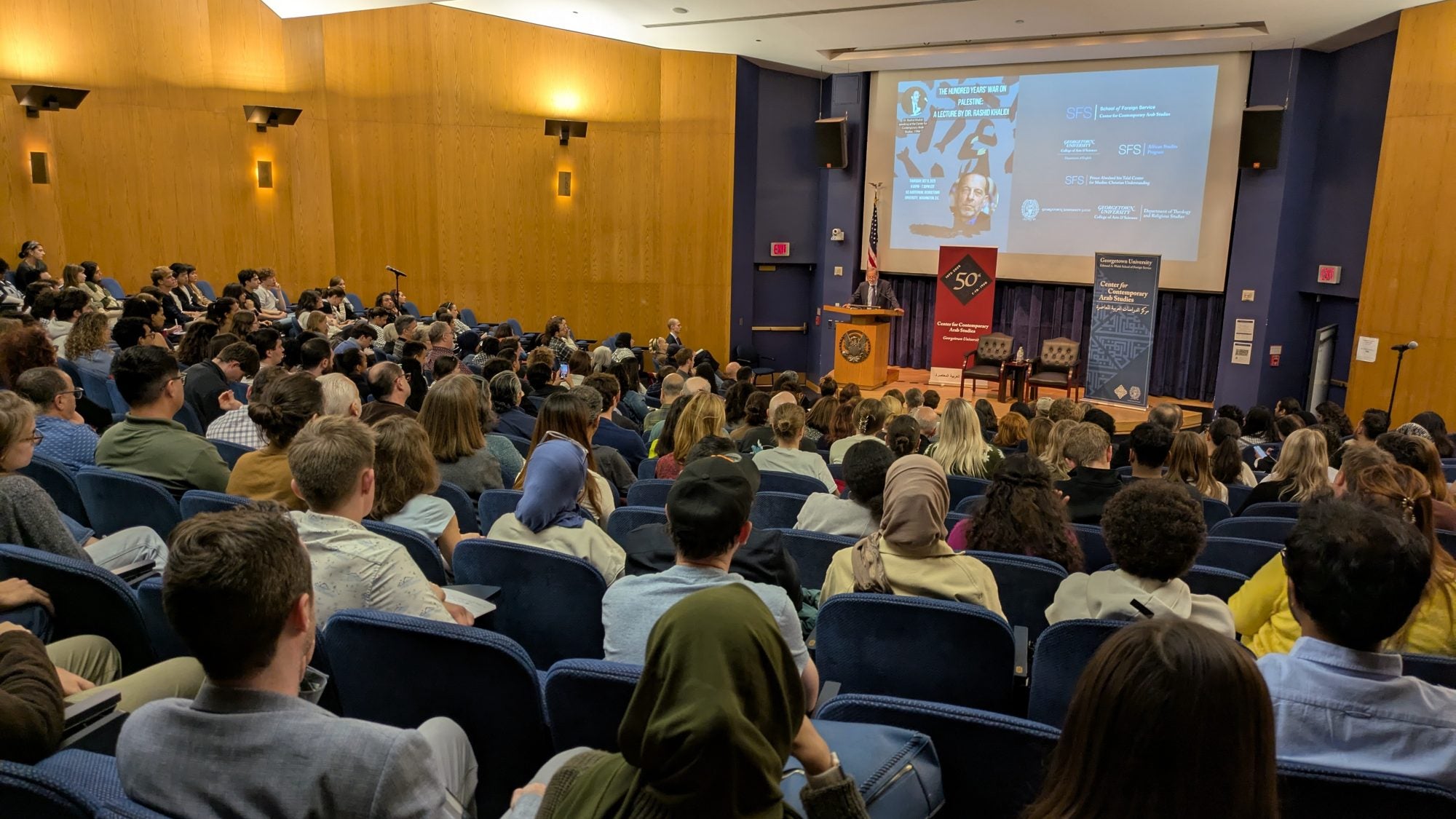Rashid Khalidi delivering lecture