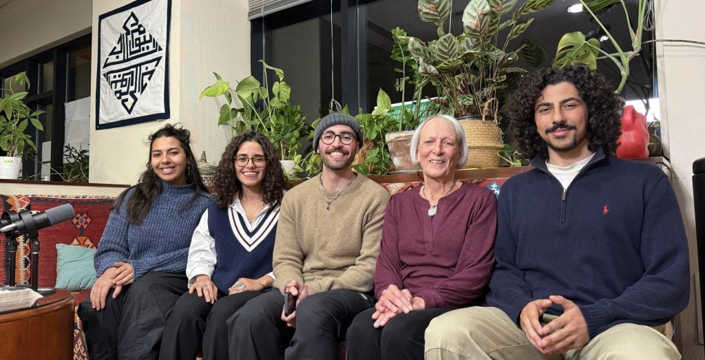 Amina, Hanane, Layth and Michele after recording an episode with Professor Judith Tucker