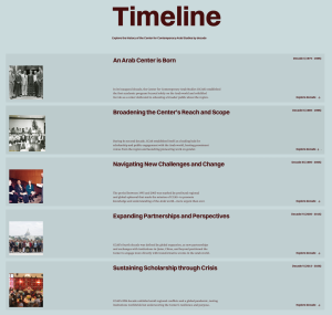 Screenshot of timeline page