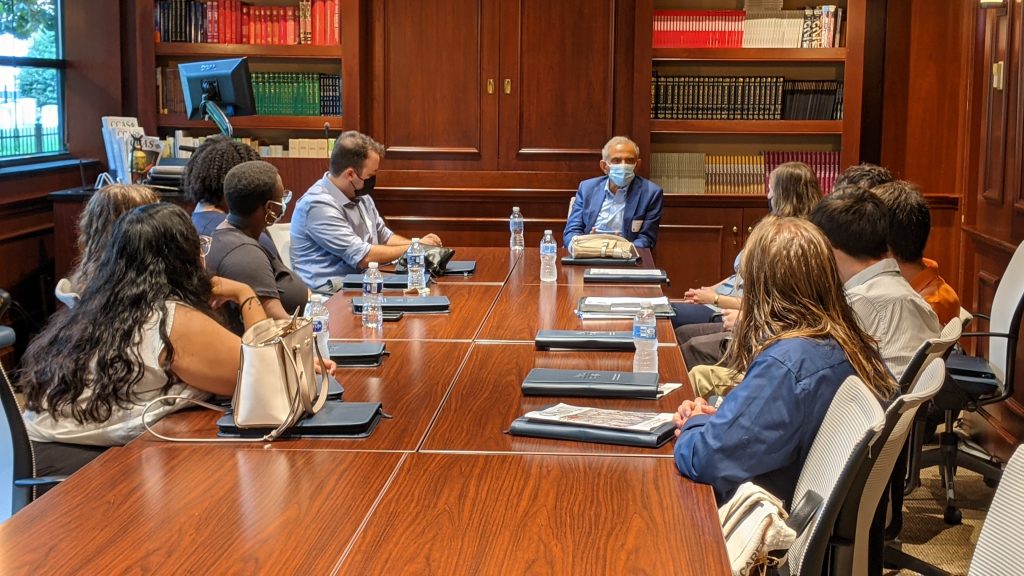 students gathered during orientation small group break outs