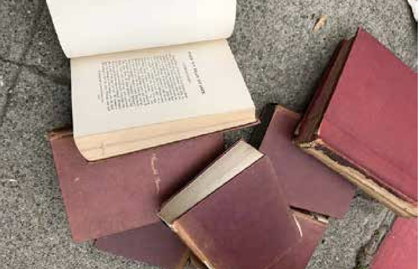 books spread out on the ground