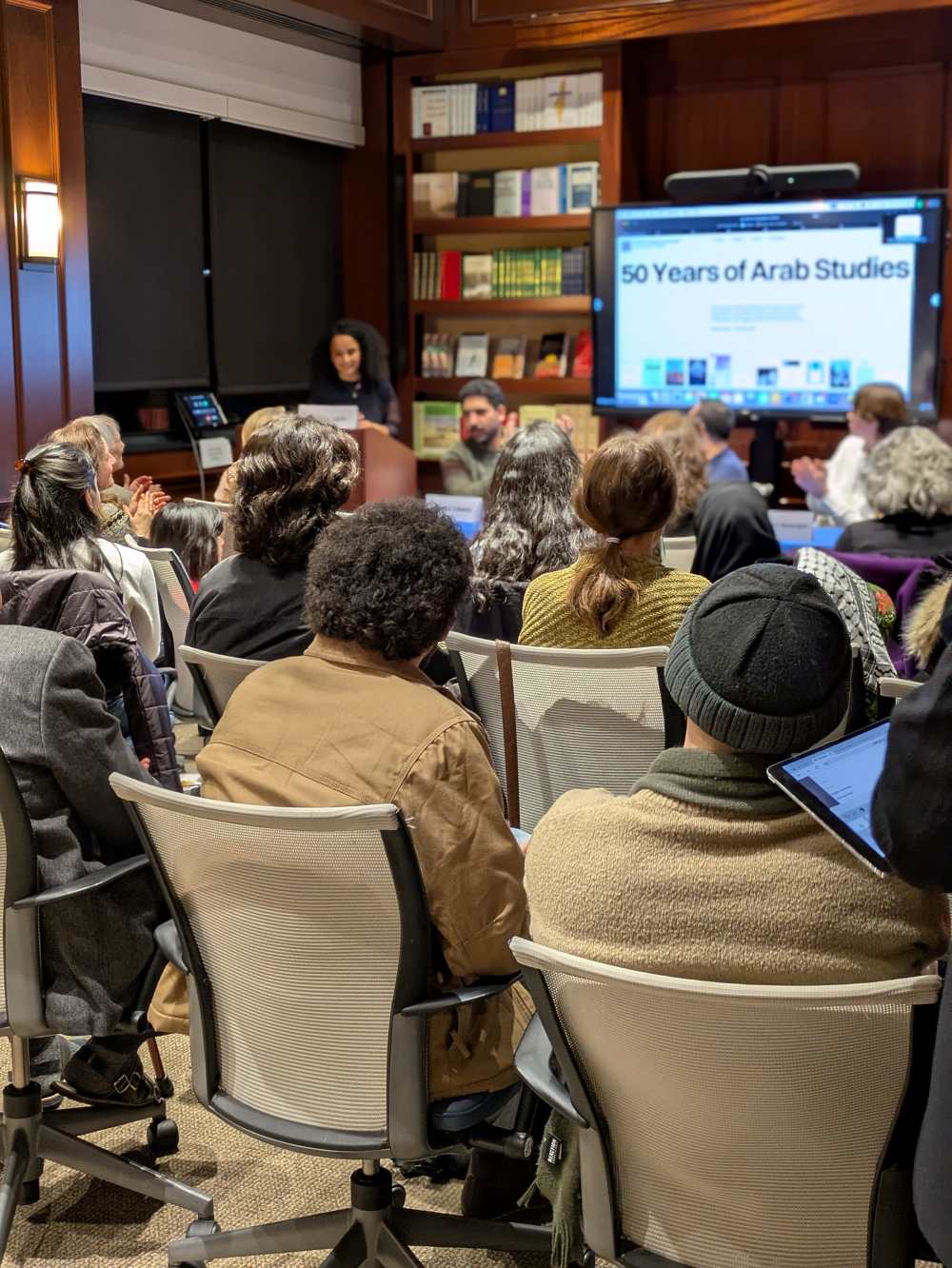 Shifaa Alsairafi gives the audience a tour of the new archive website
