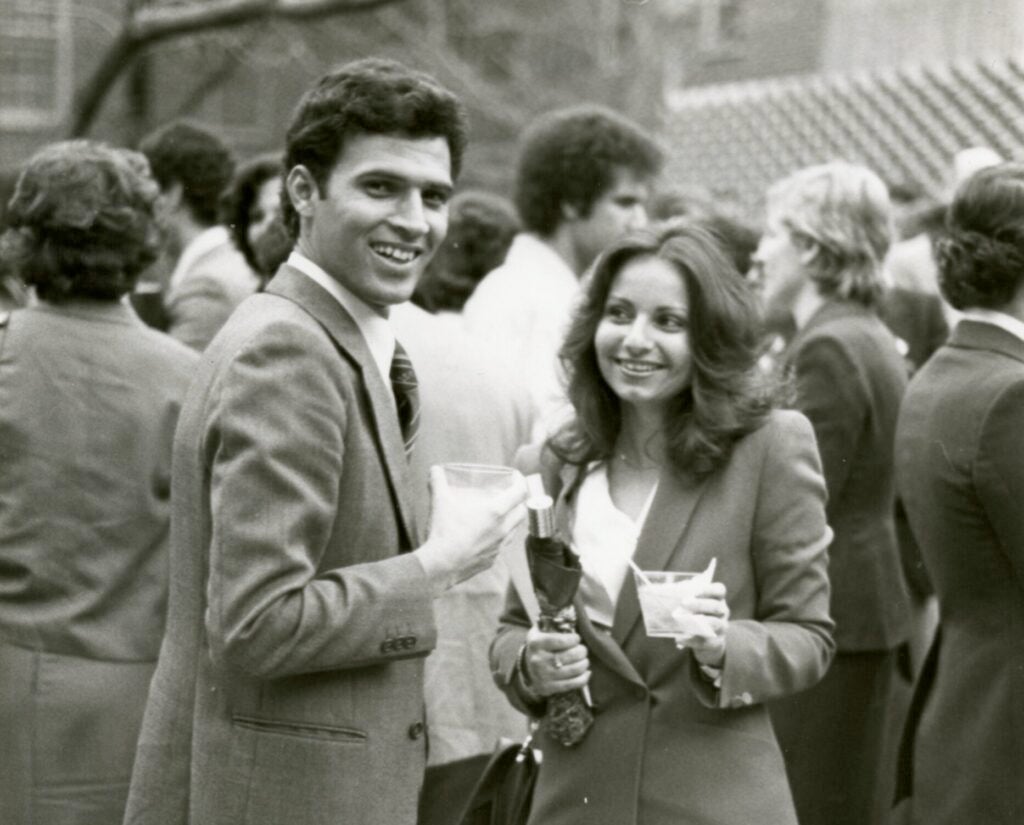 1980 - FIRST MAAS COHORT GRADUATES Ziad Abou Amer, pictured withNadia Abourizk (MAAS '85), was in the first cohort to graduate from MAAS and would go on to serve as Deputy Prime Minister of the State of Palestine.