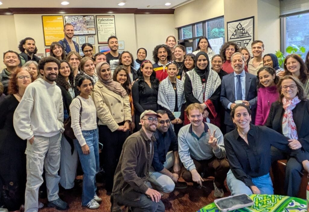 2025 - CCAS COMMUNITY AT 50
Students gather at a reception with 2025 Kareema Khoury Distinguished Lecturer Rashid Khalidi, reflecting the spirit of learning and community that continues to define CCAS in its 50th year.